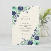 Teal Harmonious Spring Wedding Kaart (Staand voorkant)