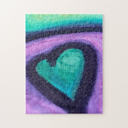 Teal Hart Schilderen Legpuzzel (Verticaal)