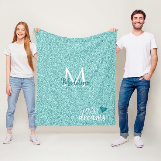 Teal Hart Slaap Lekker Kussensloop Fleece Deken (In situ)