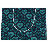 Teal harten groot cadeauzakje (Voorkant)