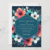 Teal Hibiscus Bloom Wedding Kaart (Voorkant)