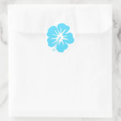 Teal Hibiscus Ronde Sticker (Tas)