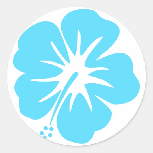 Teal Hibiscus Ronde Sticker (Voorkant)
