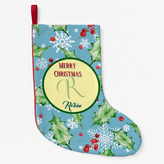 Teal Holiday Botanical Christmas Bells & Gifts Kleine Kerstsok (Voorkant)