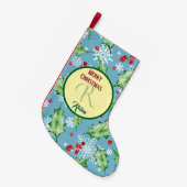 Teal Holiday Botanical Christmas Bells & Gifts Kleine Kerstsok (Voorkant (Hangend))