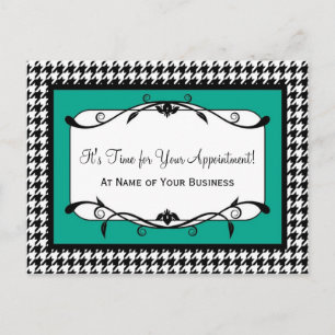 Teal Houndstooth Salon Herinnering Briefkaart