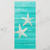 Teal Hout & Zeester Elegant Strand Menu Card (Achterkant)