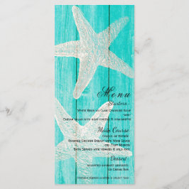 Teal hout & zeester elegant strand menukaart