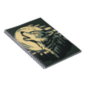 Teal Howling Wolf Moon Art Notitieboek (Rechterzijde)