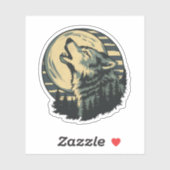 Teal Huilende Wolf Maan Kunst Sticker (Vel)