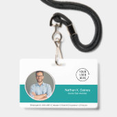 Teal ID | Personeelsfoto ID Bedrijfsbeveiliging Badge (Voorzijde met lanyard)