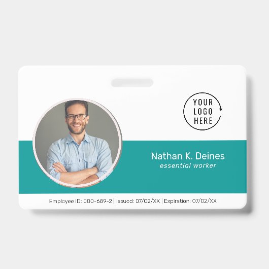 Teal ID | Personeelsfoto ID Bedrijfsbeveiliging Badge (Voorzijde)