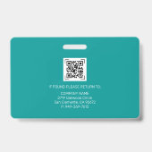 Teal ID | Personeelsfoto ID Bedrijfsbeveiliging Badge (Achterkant)