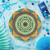 Teal Indiase Mandala Papieren Bordje (Feest)