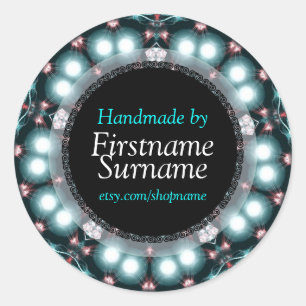 Teal Juwelen Mandala Ambachtelijke Handwerk Label 