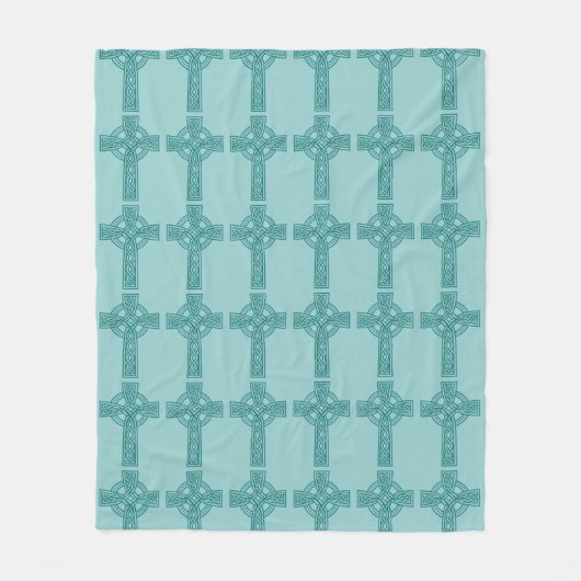 Teal Keltisch Kruis Dekbed Fleece Deken (Voorkant)