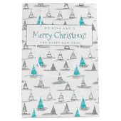 Teal Kerstboom Patroon#5 ID1009 Medium Cadeauzakje (Voorkant)