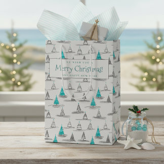 Teal Kerstboom Patroon#5 ID1009 Medium Cadeauzakje