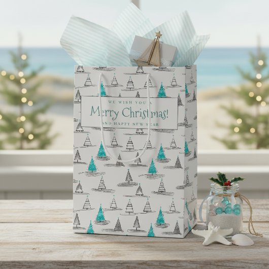 Teal Kerstboom Patroon#5 ID1009 Medium Cadeauzakje