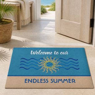 Teal & Khaki Eindeloze Zomer Welkom Deurmat