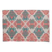 Teal & Koperen Damast Kussensloop (Voorkant-Links)