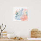 Teal Koraal Aquarel Abstracte Poster | Wand Kunst (Keuken)