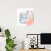 Teal Koraal Aquarel Abstracte Poster | Wand Kunst (Thuiskantoor)