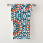 Teal Koraal Mandala Badpatroon Bad Handdoek (Insitu)