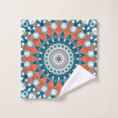 Teal Koraal Mandala Badpatroon Bad Handdoek (Wasdoekje)