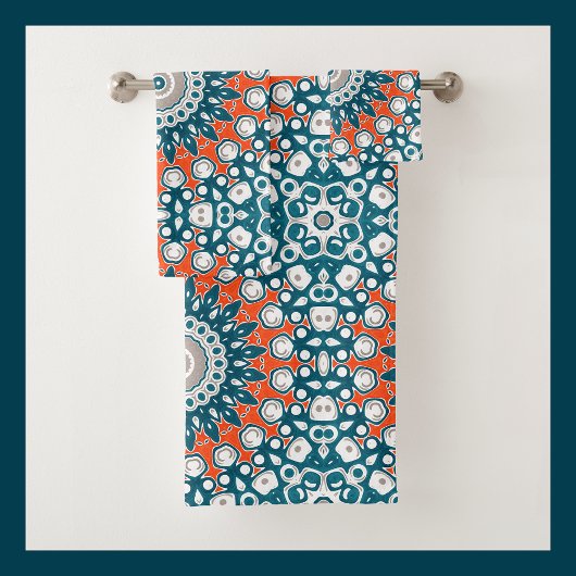 Teal Koraal Mandala Badpatroon Bad Handdoek