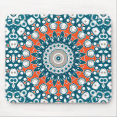 Teal Koraal Modern Mandala Bureaupatroon Muismat (Voorkant)