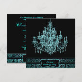 Teal kroonluchter Vrouw 40e verjaardagsfeest Kaart (Voorkant / Achterkant)