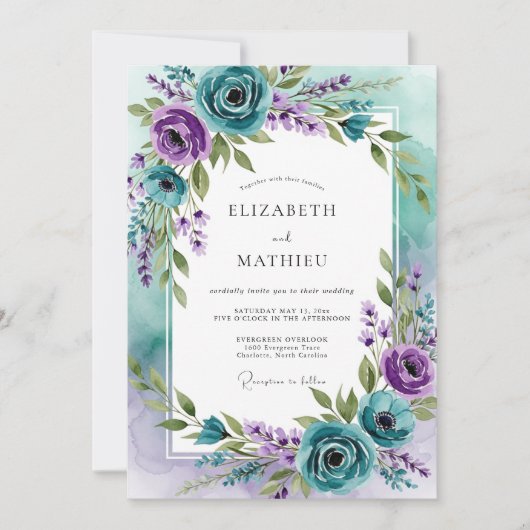 Teal Lavender Captivating Spring Wedding Kaart (Voorkant)