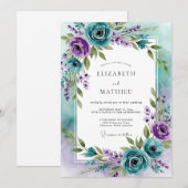 Teal Lavender Captivating Spring Wedding Kaart (Voorkant / Achterkant)