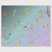 Teal & Lavender Gradient Music Notes Cadeaupapier (Vlak)