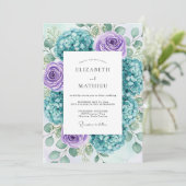 Teal Lavender Lush Spring Wedding Kaart (Staand voorkant)
