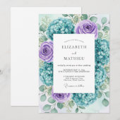 Teal Lavender Lush Spring Wedding Kaart (Voorkant / Achterkant)