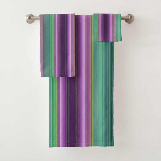 Teal Lavender Orange Purple Stripes Bad Handdoek (Insitu)