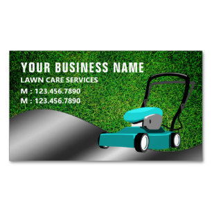 Teal Lawn Mower Tuinservice Gras Maaien Magnetisch Visitekaartje