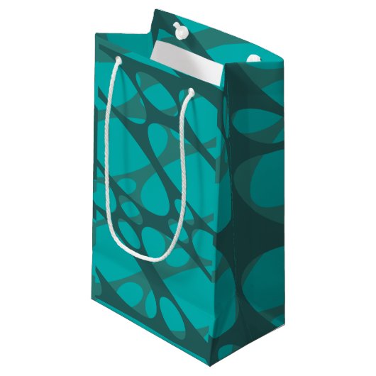 Teal Layered Ovals Klein Cadeauzakje (Voorkant Gekanteld)