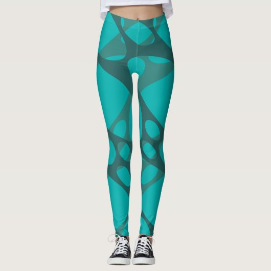 Teal Layered Ovals Leggings (Voorkant)