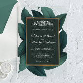 Teal Leaves Gold Border Islamic Muslim Wedding Acryl Uitnodigingen