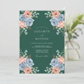 Teal Leiste Ranunculus Eucalyptus Bruiloft Kaart (Staand voorkant)