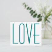 Teal LIEFDE Briefkaart (Staand voorkant)