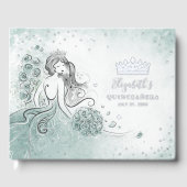 Teal Light Sage Seafoam Princess Quince Birthday Gastenboek (Voorkant)
