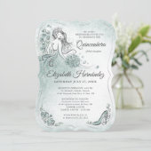 Teal Light Sage Seafoam Princess Quince Birthday Kaart (Staand voorkant)