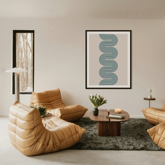 Teal Lombard Wavy Lines Modern Minimal Art Print