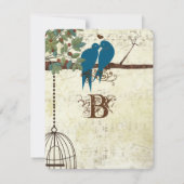 Teal Love Birds Zitten In Een Boom Save the Date Kaart (Achterkant)