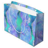 Teal Luipaard Agate | Glam Abstract Steenpatroon Groot Cadeauzakje (Achterkant Gekanteld)
