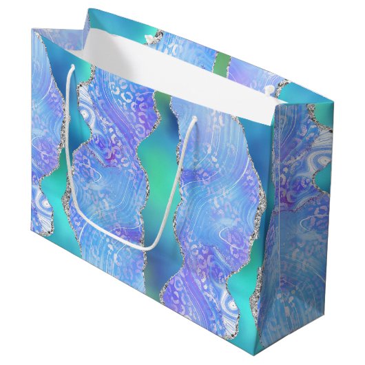 Teal Luipaard Agate | Glam Abstract Steenpatroon Groot Cadeauzakje (Voorkant Gekanteld)